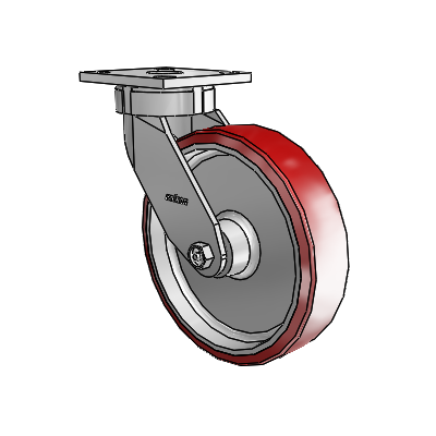 4 Series Kingpinless Casters Top Plate Swivel Caster with 8 x 2 Moldon Polyurethane (Aluminum Core) wheel