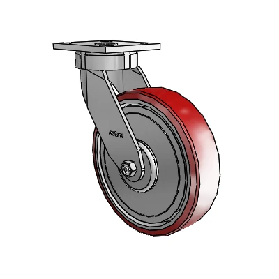 4 Series Kingpinless Casters Top Plate Swivel Caster with 8 x 2 Moldon Polyurethane (Aluminum Core) wheel