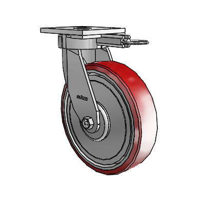 4 Series Kingpinless Casters Top Plate Swivel Caster with 8 x 2 Moldon Polyurethane (Aluminum Core) wheel