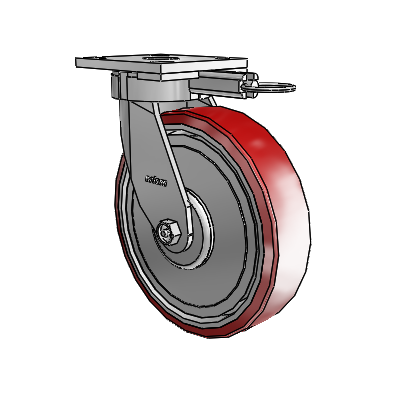4 Series Kingpinless Casters Top Plate Swivel Caster with 8 x 2 Moldon Polyurethane (Aluminum Core) wheel