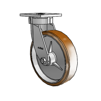 4 Series Kingpinless Casters Top Plate Swivel Caster with 8 x 2 Moldon Nylon (Aluminum Core) wheel