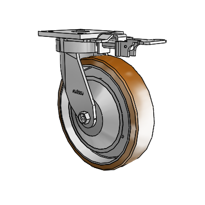 4 Series Kingpinless Casters Top Plate Swivel Caster with 8 x 2 Moldon Nylon (Aluminum Core) wheel