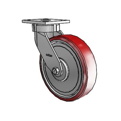 4 Series Kingpinless Casters Top Plate Swivel Caster with 8 x 2 Moldon Polyurethane (Aluminum Core) wheel