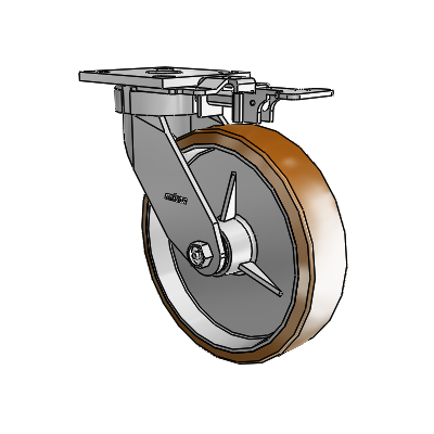 4 Series Kingpinless Casters Top Plate Swivel Caster with 8 x 2 Moldon Nylon (Aluminum Core) wheel