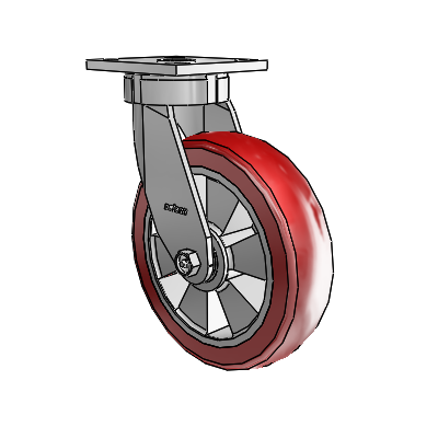 4 Series Kingpinless Casters Top Plate Swivel Caster with 8 x 2 Triumph (Crown/Red) wheel