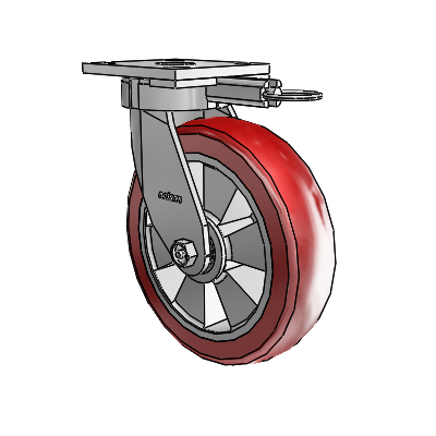 4 Series Kingpinless Casters Top Plate Swivel Caster with 8 x 2 Triumph (Crown/Red) wheel