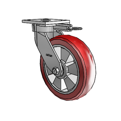 4 Series Kingpinless Casters Top Plate Swivel Caster with 8 x 2 Triumph (Crown/Red) wheel