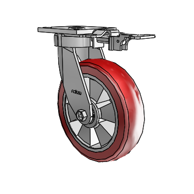 4 Series Kingpinless Casters Top Plate Swivel Caster with 8 x 2 Triumph (Crown/Red) wheel