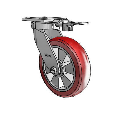 4 Series Kingpinless Casters Top Plate Swivel Caster with 8 x 2 Triumph (Crown/Red) wheel