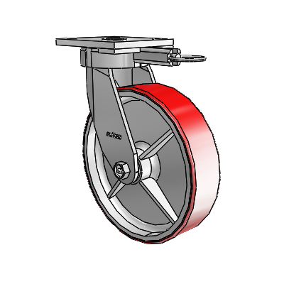 4 Series Kingpinless Casters Top Plate Swivel Caster with 8 x 2 Moldon Polyurethane (Cast Iron Core) wheel