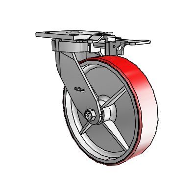 4 Series Kingpinless Casters Top Plate Swivel Caster with 8 x 2 Moldon Polyurethane (Cast Iron Core) wheel
