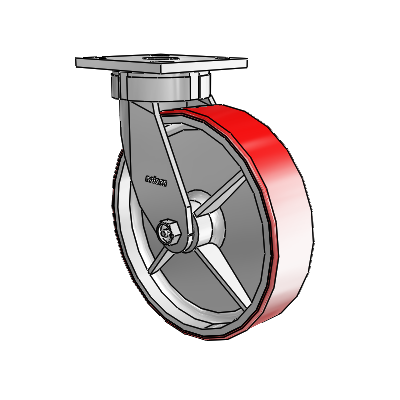 4 Series Kingpinless Casters Top Plate Swivel Caster with 8 x 2 Moldon Polyurethane (Cast Iron Core) wheel