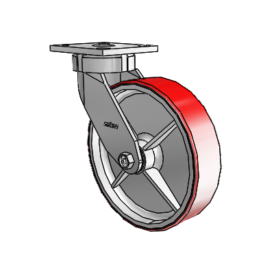 4 Series Kingpinless Casters Top Plate Swivel Caster with 8 x 2 Moldon Polyurethane (Cast Iron Core) wheel