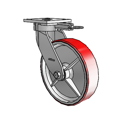Roulettes sans pivot de la série 4 – Roulette pivotante à plaque supérieure avec roue en polyuréthane Moldon 8 x 2 (noyau en fonte)