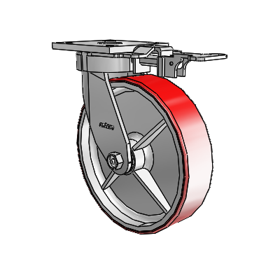 4 Series Kingpinless Casters Top Plate Swivel Caster with 8 x 2 Moldon Polyurethane (Cast Iron Core) wheel
