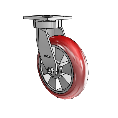 4 Series Kingpinless Casters Top Plate Swivel Caster with 8 x 2 Triumph (Round/Red) wheel