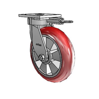 4 Series Kingpinless Casters Top Plate Swivel Caster with 8 x 2 Triumph (Round/Red) wheel
