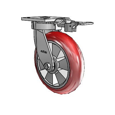 4 Series Kingpinless Casters Top Plate Swivel Caster with 8 x 2 Triumph (Round/Red) wheel