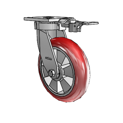 4 Series Kingpinless Casters Top Plate Swivel Caster with 8 x 2 Triumph (Round/Red) wheel