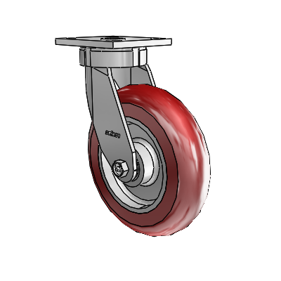 4 Series Kingpinless Casters Top Plate Swivel Caster with 8 x 2 CG Max Maroon wheel