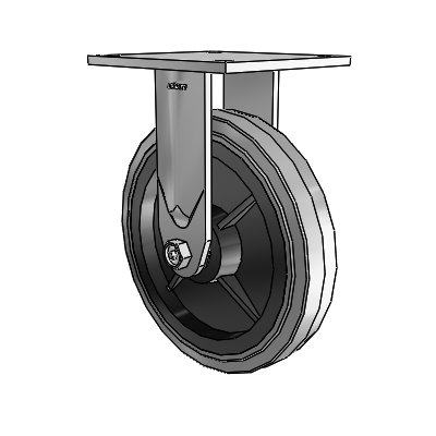 4 Series 1 1/2" Casters Top Plate Rigid Zinc with 8 x 1.5 Performa Rubber (Flat/Conductive) Wheel