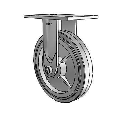 4 Series 1 1/2" Casters Top Plate Rigid Zinc with 8 x 1.5 Performa Rubber (Flat/Grey) Wheel