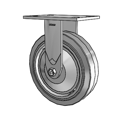4 Series 2 Inch Wide Casters Top Plate Rigid with 8 x 2 Performa Rubber (Flat/Grey) Wheel