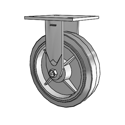 4 Series 2 Inch Wide Casters Top Plate Rigid with 8 x 2 Performa Rubber (Flat/Grey) Wheel