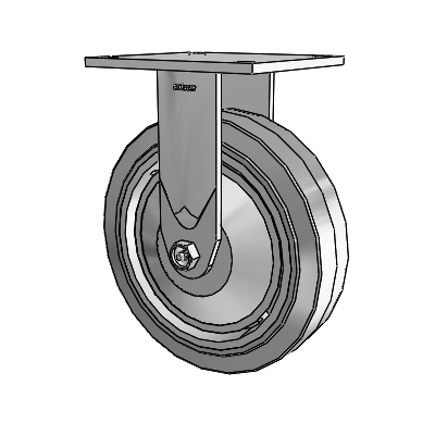 4 Series 2 Inch Wide Casters Top Plate Rigid with 8 x 2 Performa Rubber (Flat/Grey) Wheel