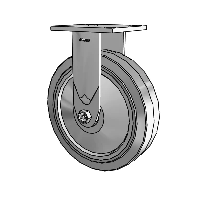 4 Series 2 Inch Wide Casters Top Plate Rigid with 8 x 2 Performa Rubber (Flat/Grey) Wheel