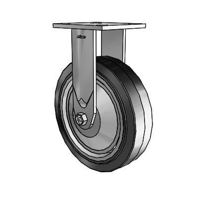4 Series Kingpinless Casters Top Plate Rigid Caster with 8 x 2 Performa Rubber (Flat/Black) wheel