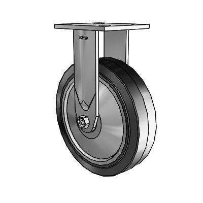 4 Series Kingpinless Casters Top Plate Rigid Caster with 8 x 2 Performa Rubber (Flat/Black) wheel
