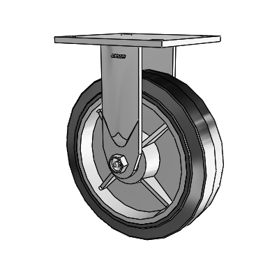 4 Series 2 Inch Wide Casters Top Plate Rigid with 8 x 2 Performa Rubber (Flat/Black) Wheel