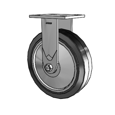 4 Series 2 Inch Wide Casters Top Plate Rigid with 8 x 2 Performa Rubber (Flat/Black) Wheel
