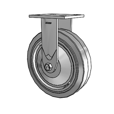 4 Series 2 Inch Wide Casters Top Plate Rigid with 8 x 2 Performa Rubber (Flat/Grey) Wheel