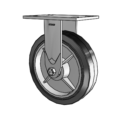 4 Series 2 Inch Wide Casters Top Plate Rigid with 8 x 2 Performa Rubber (Flat/Black) Wheel