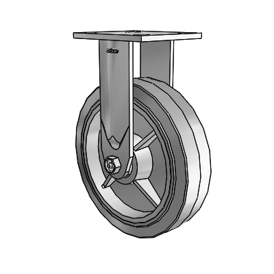 4 Series Kingpinless Casters Top Plate Rigid Caster with 8 x 2 Performa Rubber (Flat/Grey) wheel
