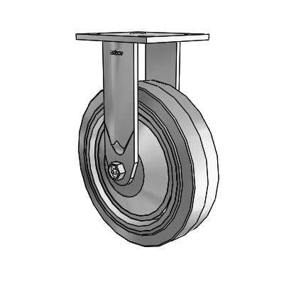 4 Series Kingpinless Casters Top Plate Rigid Caster with 8 x 2 Performa Rubber (Flat/Grey) wheel