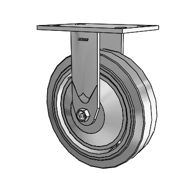 4 Series 2 Inch Wide Casters Top Plate Rigid with 8 x 2 Performa Rubber (Flat/Grey) Wheel