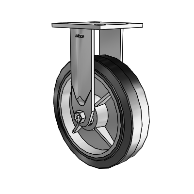 4 Series Kingpinless Casters Top Plate Rigid Caster with 8 x 2 Performa Rubber (Flat/Black) wheel
