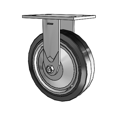 4 Series 2 Inch Wide Casters Top Plate Rigid with 8 x 2 Performa Rubber (Flat/Black) Wheel