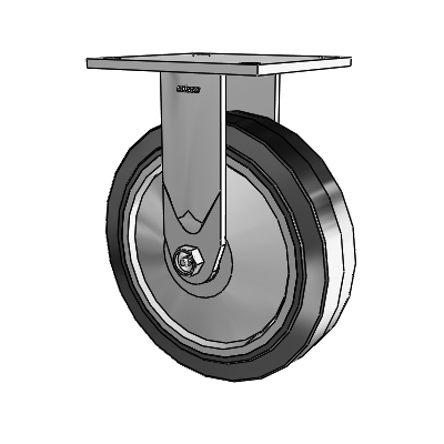 4 Series 2 Inch Wide Casters Top Plate Rigid with 8 x 2 Performa Rubber (Flat/Black) Wheel