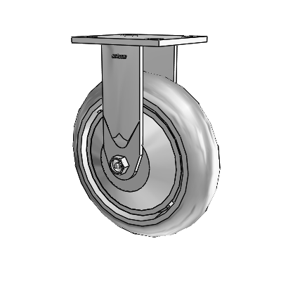 4 Series 2 Inch Wide Casters Top Plate Rigid with 8 x 2 Performa Rubber (Round/Grey) Wheel