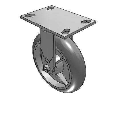 4 Series 2 Inch Wide Casters Top Plate Rigid with 8 x 2 Performa Rubber (Round) Wheel