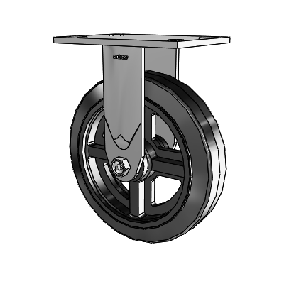 4 Series 2 Inch Wide Casters Top Plate Rigid with 8 x 2 MR - Moldon Rubber (Cast Iron Core) Wheel