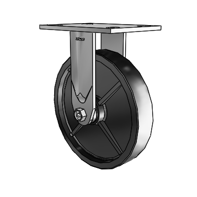 4 roulettes de la série 1 de 1 1/2", plaque supérieure rigide en zinc avec roue en polyoléfine de 8 x 1,5