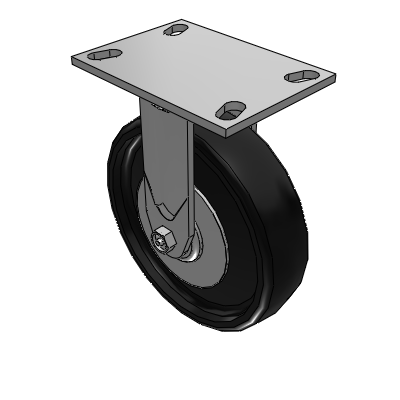 4 Series 2 Inch Wide Casters Top Plate Rigid with 8 x 2 Endura Solid Elastomer Wheel
