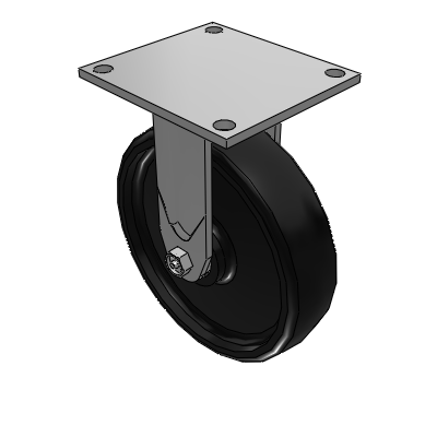 4 Series 2 Inch Wide Casters Top Plate Rigid with 8 x 2 Endura Solid Elastomer Wheel