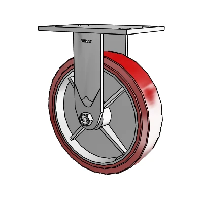 4 Series 2 Inch Wide Casters Top Plate Rigid with 8 x 2 Polyurethane HI-TECH Wheel