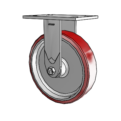 4 Series 2 Inch Wide Casters Top Plate Rigid with 8 x 2 Moldon Polyurethane (Aluminum Core) Wheel